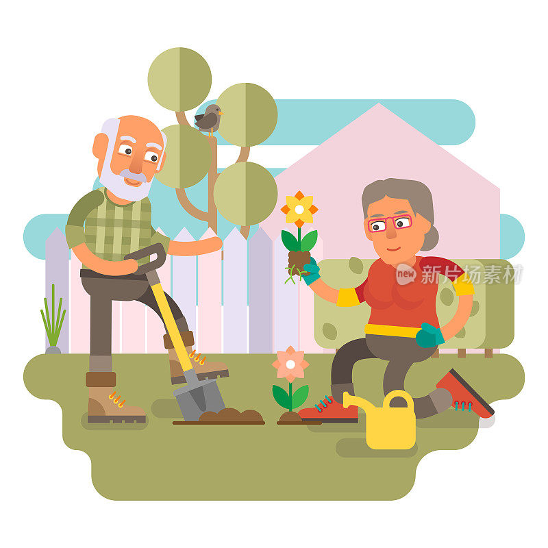 50 plus - couple gardening together